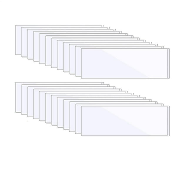 30 Etiquetas Autoadhesivas Transparentes Reutilizables de 9,5" X 3,4" para Escritorios de Aulas Escolares.