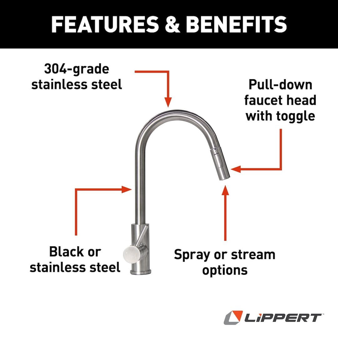 Lippert Flow Max Stainless Steel RV Kitchen Faucet