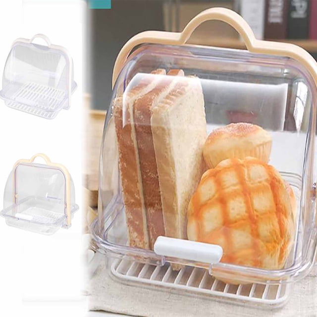 Flip-Top Storage Box White Plastic Flip Top Storage Box for Bread Cake Fruit Tableware Display(1-Piece) Rkxzt