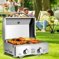 thumbnail image 3 of Gymax 2 Burner Portable BBQ Table Top Propane Gas Grill Stainless Steel, 3 of 10