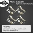 thumbnail image 2 of Yazoeia Tie Rod End 4PCS & Tie Rod 2PCS Kit, Compatible With 2001-2005 Yamaha Raptor 660 660R, 2004 2005 Yamaha Yfz450 Yfz 450, Ball Joint Set, ATV UTV Part Accessories CJC912-48158, 2 of 7