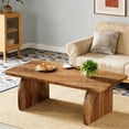 thumbnail image 2 of 47.24" Farmhouse Central Coffee Table Low Cocktail Table with Thick Tabletop & H-Shaped Sturdy Base Vintage Wooden Living Room Table for Home Office, 2 of 6