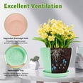 thumbnail image 2 of 5-Pack Plastic Plant Pots with Drainage Holes and Saucer Trays, 7.5/6.7/6/5/4.1 Inch Flower Pots, Multicolor Planters for Indoor & Outdoor Plants, 2 of 8