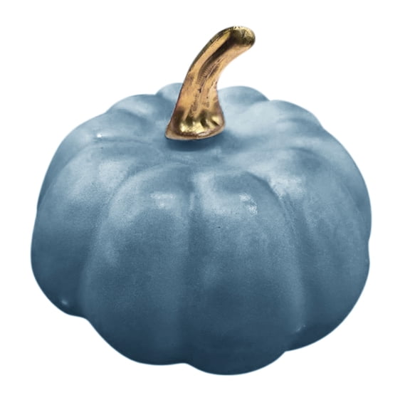 FXMLRLK 1PC Realistic Mini Pumpkin Decor,Fall Decor with Pumpkin Maple Leaves, Artificial Pumpkin Decor for Autumn Filler, Realistic Pumpkin Decorations for Halloween Thanksgiving,Light Blue