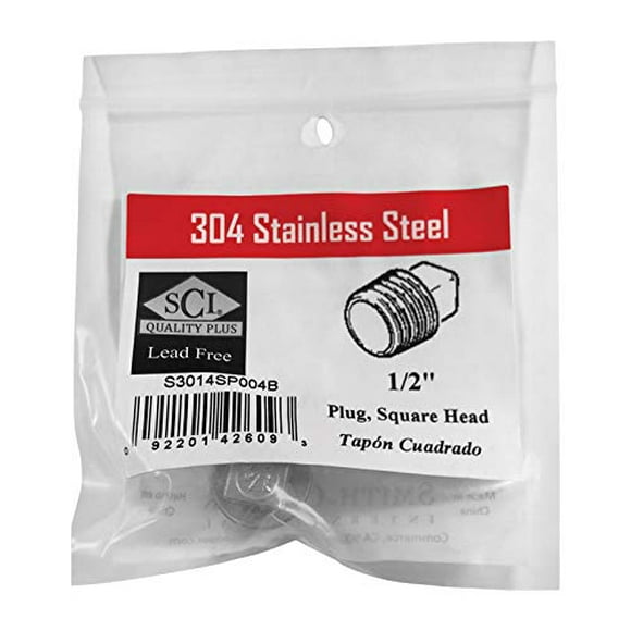 Conector de tubería Smith Cooper SQ Head Plug 1/2 SS Stainless 304