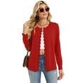thumbnail image 2 of Chiclily Women's Long Sleeve Cardigan Lightweight Button Down Knit Sweater, S-2XL, 2 of 7