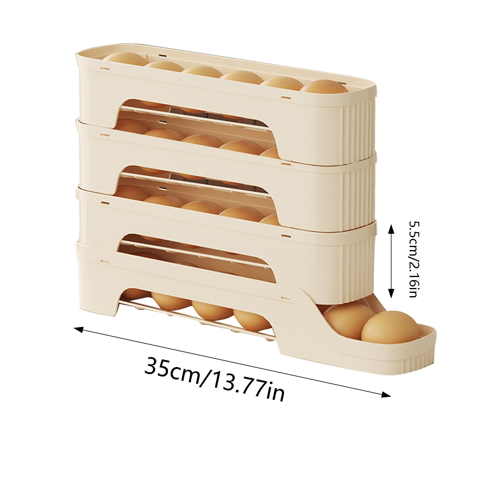 Food Grade Refrigerator Egg Holder Large Capacity Sliding Tray Auto Roll Design Stackable Storage Container For Fridge Organization