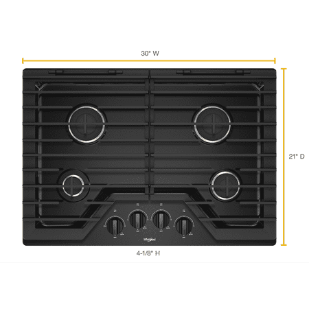 Whirlpool - 30" Gas Cooktop - Black