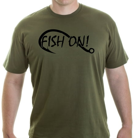 - Grab A Smile Fish On Fishing Hook Short Sleeve Men's 100% Cotton T-shirt