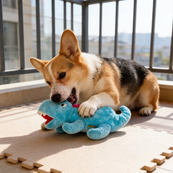 Interactive Dog Toys, Dinosaur Dog Toys, Small Dog Chew Toys, Chew Proof Dog Toys, 10X4X4 in Blue Squeaky Crinkle Plush Alligator Toys for Oral and Daily Play Sessions