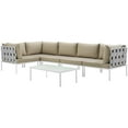 thumbnail image 3 of Modway Harmony 6 Piece Outdoor Patio Aluminum Sectional Sofa Set in White Beige, 3 of 7