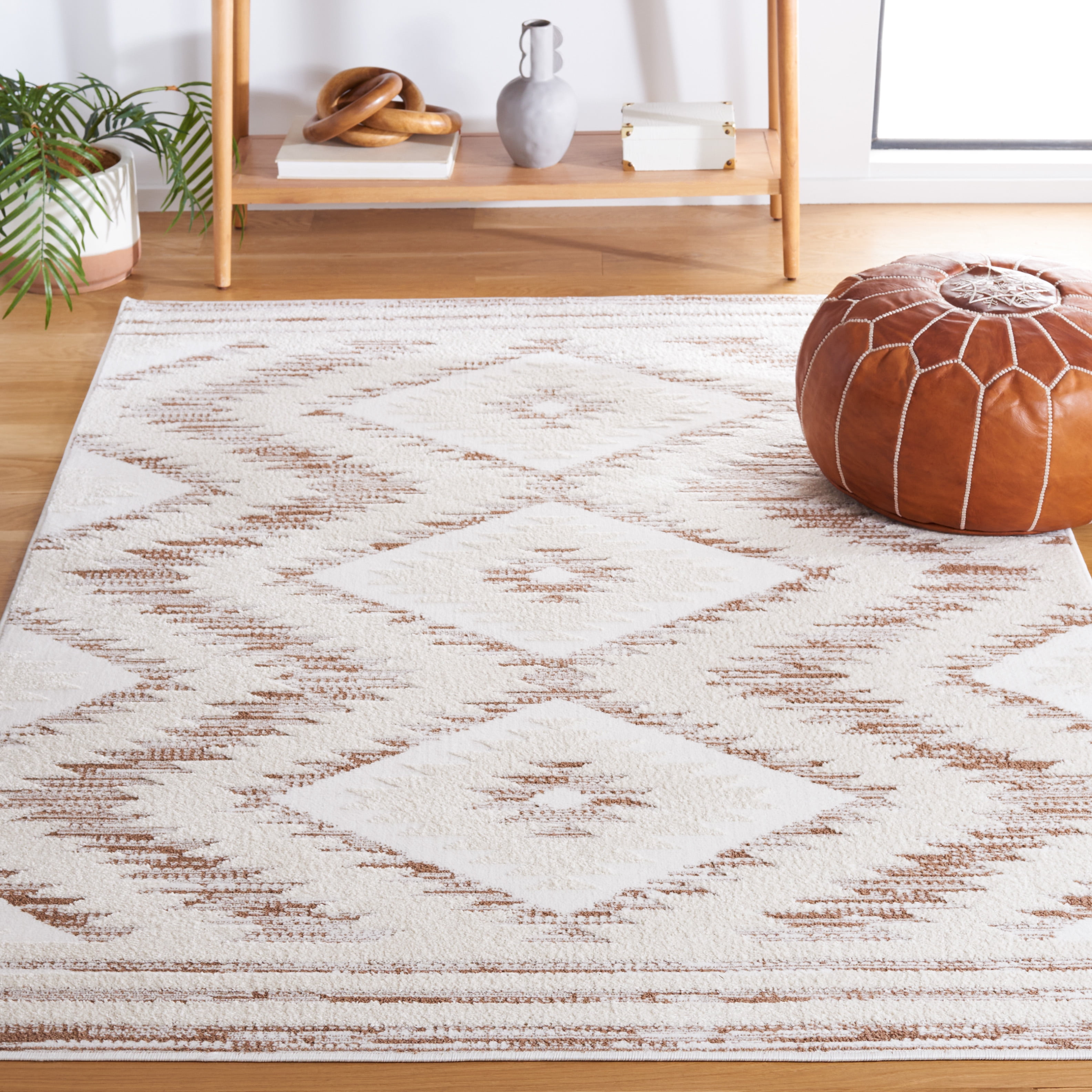 SAFAVIEH Alamo Stamen Geometric Area Rug, Ivory/Taupe, 8' x 10'