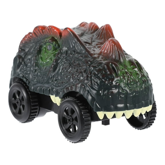Masteelf Green Cartoon Track Car Toy for Kids Playing ABS Material Dinosaur Racing Car with Light 1 Piece
