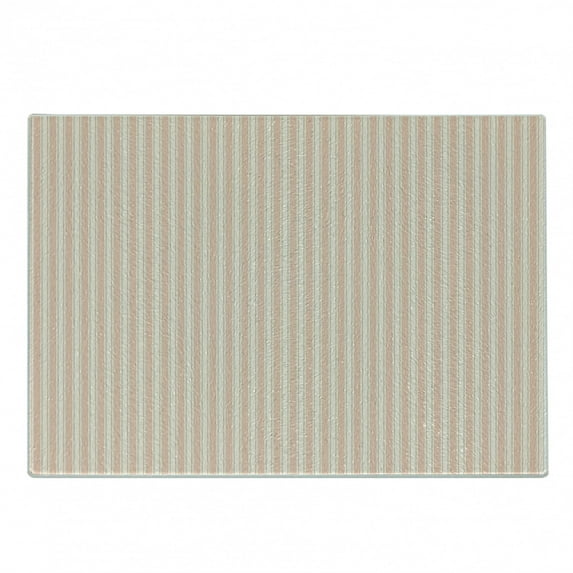 Pink Cutting Board, Country Life Theme Vintage Old House Romantic with Bold Stripes Art, Decorative Tempered Glass Cutting and Serving Board, Small Size, Pale Salmon and White, by Ambesonne