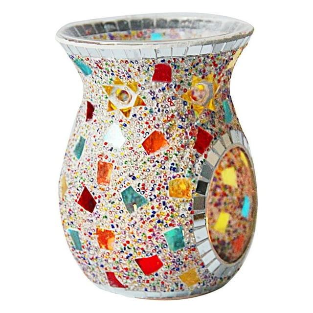Langgg Aroma Wax Burner Shiny Glass Oil Burner Atmosphere Aromatherapy Essential Oil Diffuser Wax Warmer Fragrance Diffuser for Decor Colorful