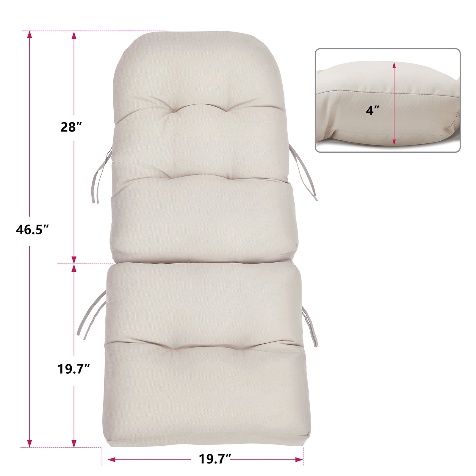 ATR ART to REAL 2 PCS Outdoor Waterproof Adirondack Chair Seat and Back Cushion,Patio Rocking Chair Cushions,Light Khaki