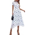 thumbnail image 6 of PRETTYGARDEN Cocktail Dresses for Women Summer Short Sleeve Floral Mesh Sheer Midi Party Wedding Guest Dress, 6 of 7