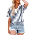 thumbnail image 1 of Hombro Frío Tops Mujeres Cuello en V Manga Corta Fuera Del Hombro Color Sólido Blusa Casual Suave Poliéster Primavera Verano Moda, 1 of 5