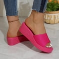 thumbnail image 5 of Women's Summer Plus Size Solid Color Open Toe Wedge Heel Slides Thick Sole Casual Platform Sandals Comfortable Outdoor Shoes for Daily & Beach Wear Hot Pink 7(39), 5 of 9