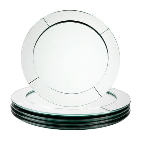 

Koyal Wholesale Mirror Charger Plates Bulk Set of 4 Silver Mirrored Glass Charger Plates (Modern Minimalist)