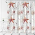 thumbnail image 2 of Starfish Coral Reef Shower Curtain - 70"x70" Nautical Coastal Ocean Creatures Beach Retro Fabric Durable Bathroom Decor Includes Hooks, 2 of 4