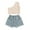 Beige, variant on Bagilaanoe 2pcs Toddler Baby Girl Shorts Set Ribbed Sleeveless One Shoulder Tank Tops + Denim Shorts 12M 18M 24M 3T 4T 5T Kids Casual Summer Clothes