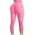 thumbnail image 2 of UTTOASFAY Woman Pants Women'S Bubble Hip Lifting Exercise Pants Fitness Running High Waist Yoga Pants Pink S, 2 of 4