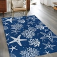 thumbnail image 3 of Navy Blue Coastal 3'x5' Washable Rug, Nautical Beach Starfish Coral Summer Non-Slip Area Rugs for Entryway Kitchen Classroom, StainResistant Dorm Throw Carpet, Low Pile Soft Indoor Floor Mat, 3 of 9