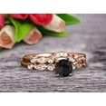 thumbnail image 1 of Classic 10k Rose Gold 2 Carat Round Cut Black Diamond Moissanite Engagement Ring With Matching Wedding Band Anniversary Gift Art Deco, 1 of 5