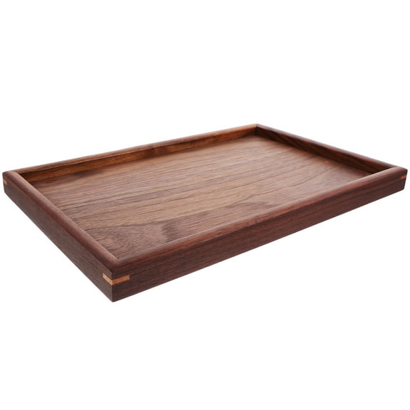 Homoyoyo Decorative Vanity Tray Walnut Wood Rectangle Bathroom Organizer 1Set 11.8x7.9x0.9In Party Use