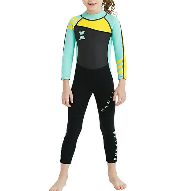 Kids Wetsuit Round Neck Swimsuit One Piece Elastic Bathing Suit for Girls  Nylon Surfing Clothing Swimwear for Swimming Diving Green XXL 