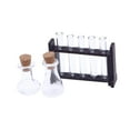 thumbnail image 2 of Bunblic 1/12 Dollhouse Test Tube Set 1x Stirring Rod Science Lab Dollhouse with Wood Rack 5x Test Tubes Dolls House Model Accessories Black, 2 of 8