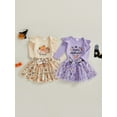 thumbnail image 3 of BemeyourBBs Baby Girl Halloween Outfit Pumpkin Long Sleeve Romper Bow Tulle Skirt, 3 of 9
