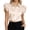 Z99 Beige, variant on Shirt For Women Solid Color Flutter Sleeve Notch Neck Tees Summer Breathable Women T-Shirt Size L White