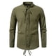 thumbnail image 2 of pstuiky camisetas de manga larga para hombre, Top informal de manga larga con cuello alto y botones con cordón para hombre, de color liso y moderno Tops casuales para hombres m, 2 of 9