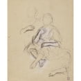 thumbnail image 2 of Narcisse-Virgile Diaz de La Peña 15x18 Gold Ornate Wood Frame and Double Matted Museum Art Print Titled - Two Draped Characters Seated from the Front and Arm Study, 2 of 4