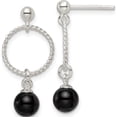 thumbnail image 1 of Sterling Silver Polished Onyx In Circle Dangle Post Earrings (26 X 12.25) Made Thailand qe16071, 1 of 5
