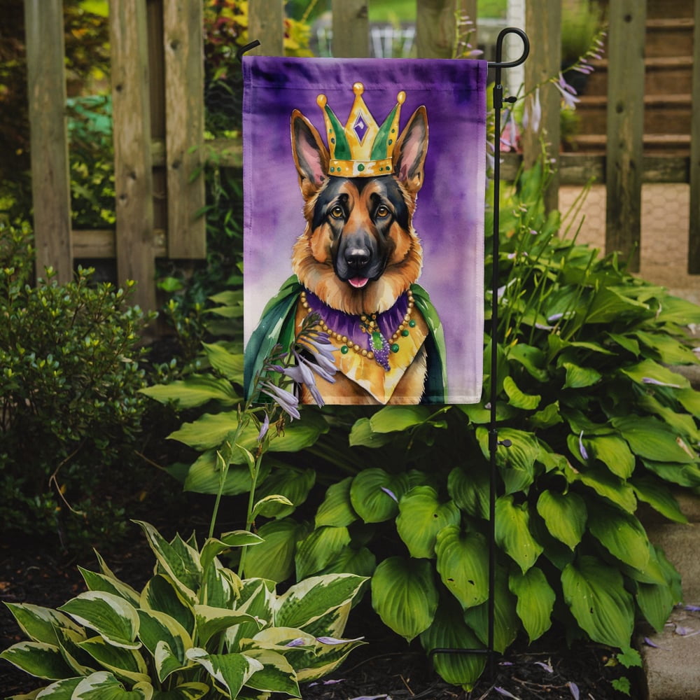 German Shepherd King of Mardi Gras Garden Flag 11.25 in x 15.5 in