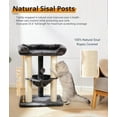 thumbnail image 6 of 28" Cat Tree Tower for Indoor Cats, Tall Cat Scratching Post with Large Bed for Maine Coon Big Cats, Sisal Cat Scratcher with Soft Perch & Hammock, Stable Cat Stand, Removable Cover-Gray, 6 of 7