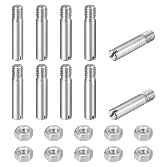 10Pack Slotted Cylindrical Pin, M8 x 40mm 304 Stainless Steel Dowel with Nut
