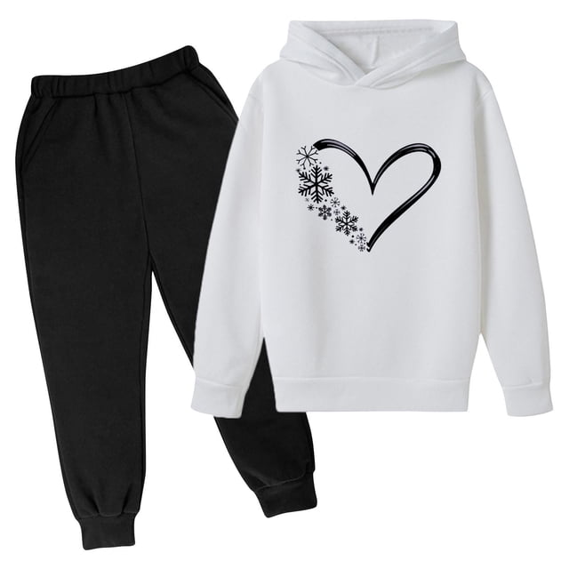 Odeerbi 3-14 Años Niños Niñas San Valentín Conjuntos Amor Impreso Sudaderas Capuchas Pantalones Niños Manga Larga Sudaderas Con Capucha