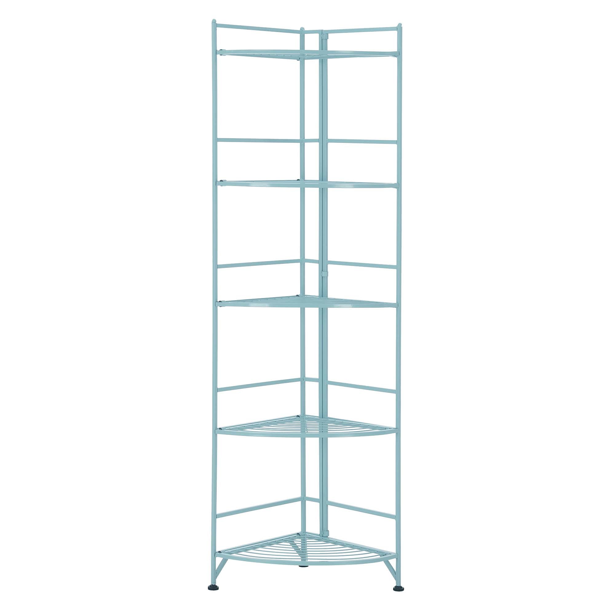 Xtra Storage 5 Tier Folding Metal Corner Shelf, White