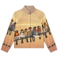 thumbnail image 4 of Jackets for Women Winter Coat Jackets Flannel Stand Collar Jacket(Birds on Branches Art Print,Size:S-4XL), 4 of 7