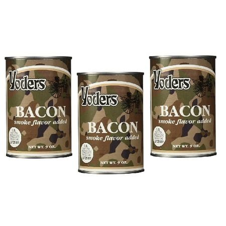Yoder's Canned Bacon Emergency Food, Fully Cooked, Ready to Eat 12 Cans per Case, 40 to 50 slices per can, Case of 3