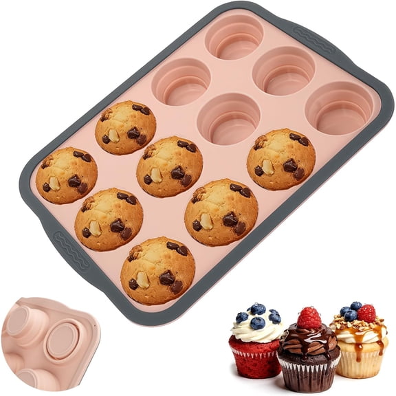 CEYAZYE 12-Cups Silicone Muffin Pan for Baking, Foldable Non-Stick Muffin Tray Tin with Metal Frame, Regular Size BPA Free Cupcake Molds for Making Cakes Egg Bites Brownies, Dishwasher & Easy-Release