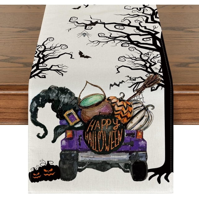 Mantel de para Halloween, Mantel rectangular de Halloween | Decoración de mesa de calabaza, brujas | Decoración de mesa para fiestas de Halloween33*183cm