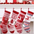 thumbnail image 4 of BOPORO 4 Pack 18” Large Knit Christmas Stockings Reindeer Christmas Tree Snow Flakes Knitted Stocking Decorations for Holiday Tree Decor, 4 of 5