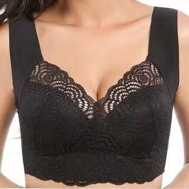 Sujetador sin aros de acero, sin costuras, talla grande, ropa interior sexy para mujer, con encaje, hermoso sujetador tipo chaleco fino