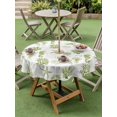 thumbnail image 2 of Round Outdoor Tablecloth With Umbrella Hole And Zipper– Watercolor Coastal Waterproof Patio Table Cover for Party, Picnic, Backyard, 60" Dia. , Seahorse Starfish Pattern Sage Green, 2 of 8
