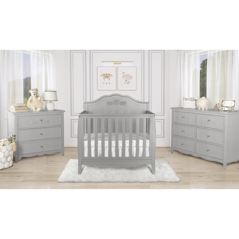Slumber Baby Jasmine 3 in 1 Convertible Mini Crib, Platinum